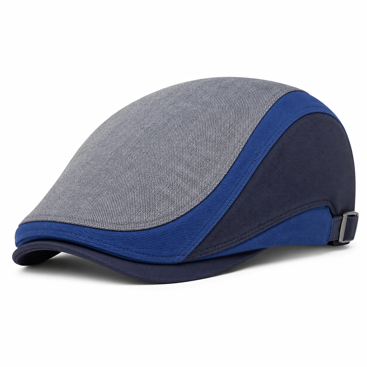 Casquette plate élégante gris et bleu ajustable-furndaxis
