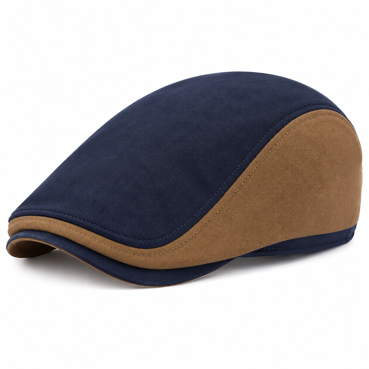 Casquette Plate Bicolore Bleu et Marron pour Homme-furndaxis