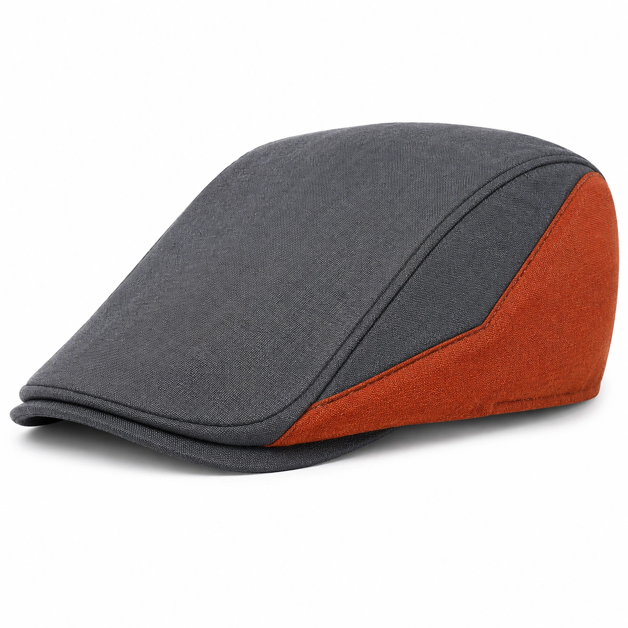 Casquette Plate Élégante Gris et Orange pour Homme-furndaxis
