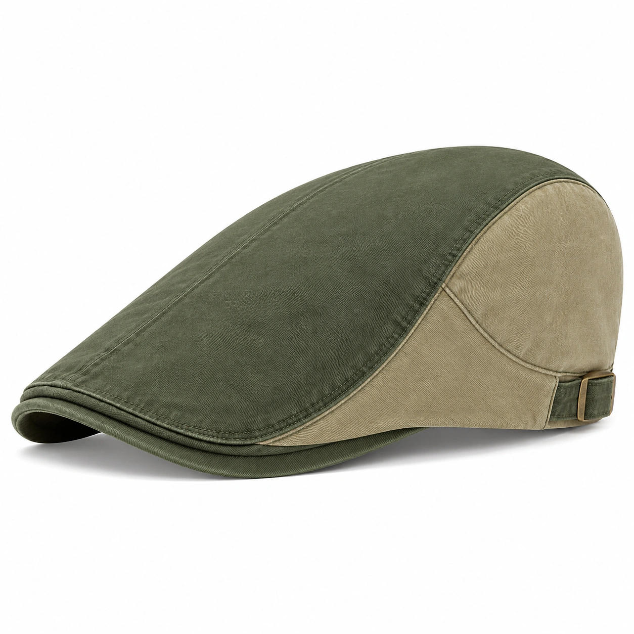 Casquette Plate Homme Vert Kaki Ajustable-furndaxis