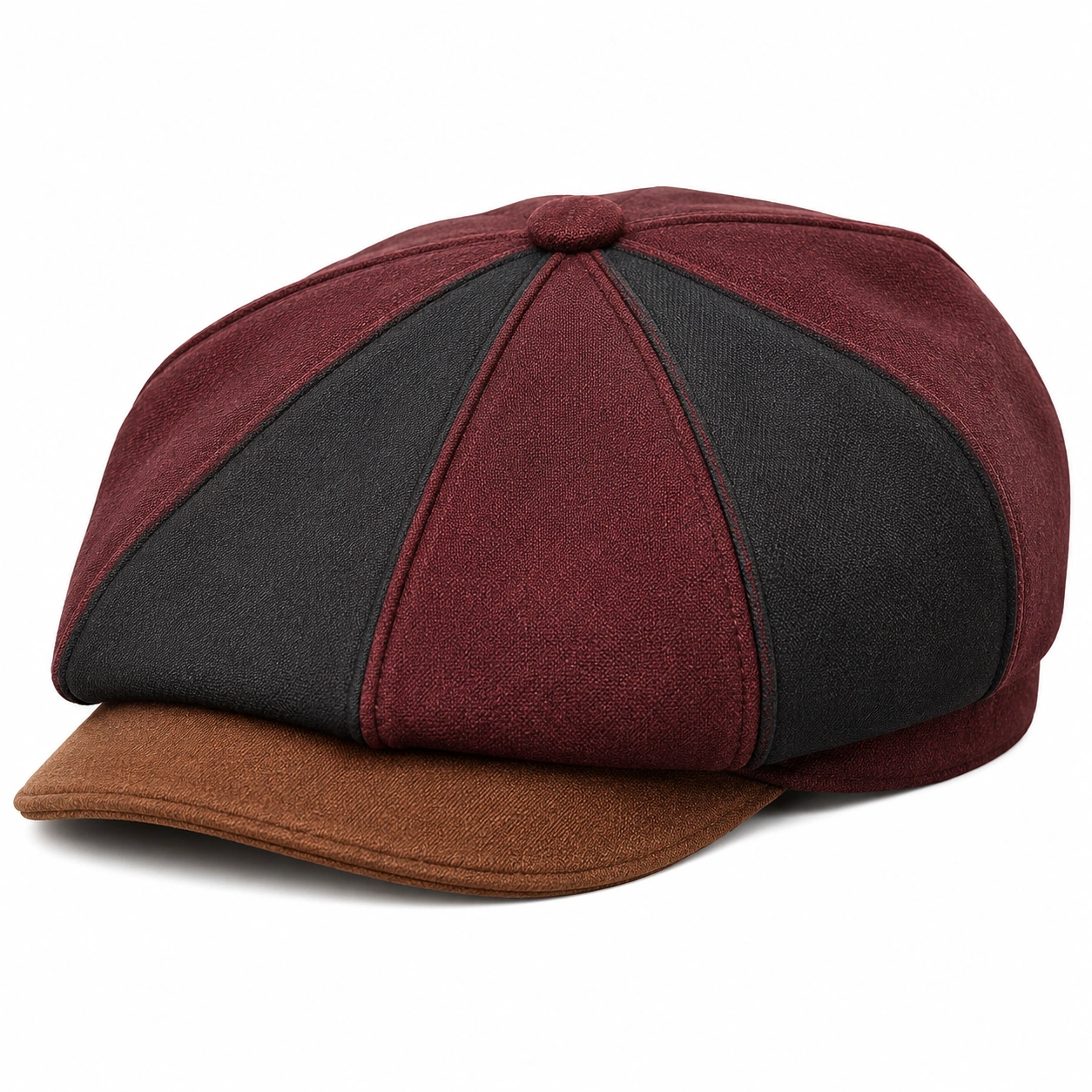 Casquette Gavroche Vintage Bordeaux/Noir/Marron-furndaxis