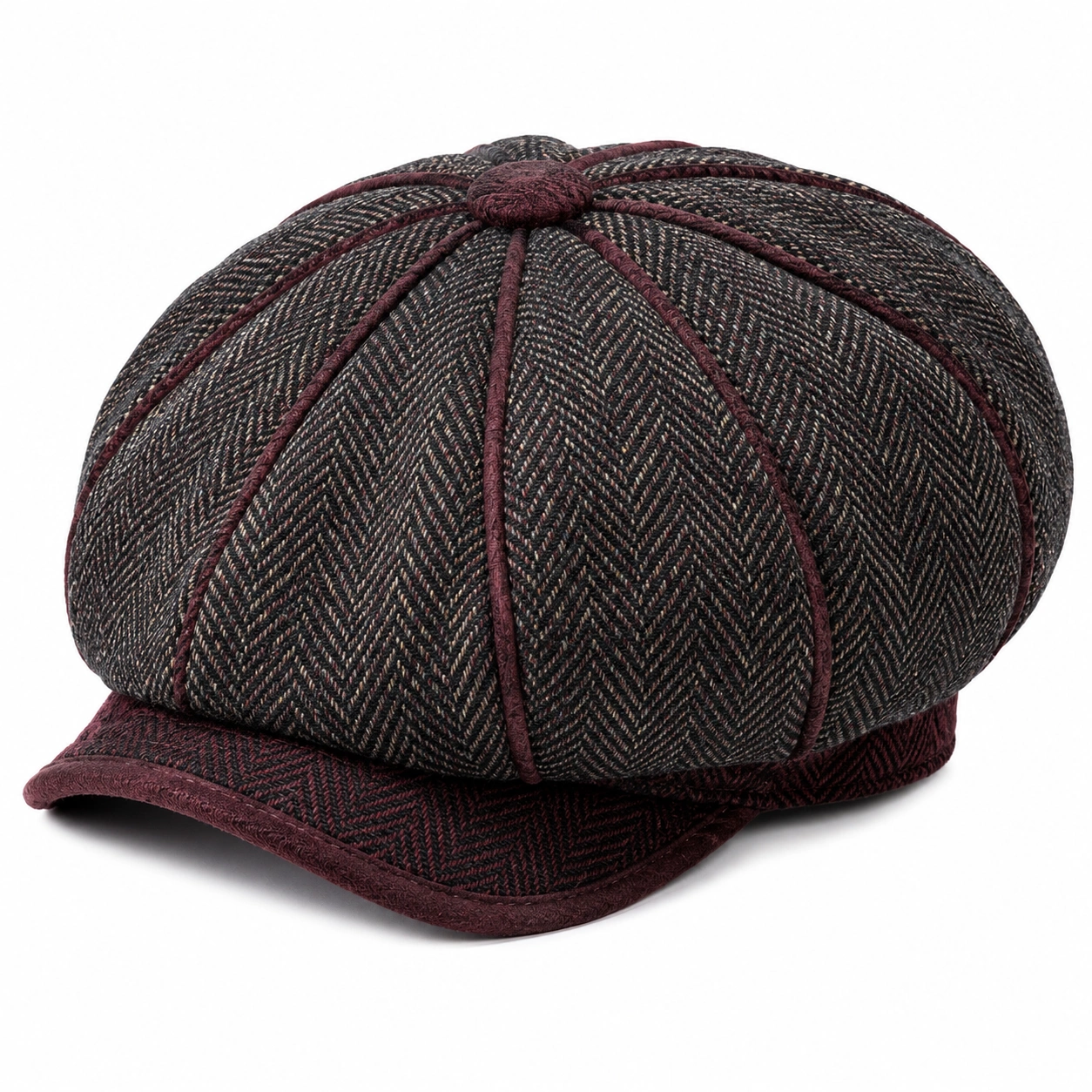 Casquette Gavroche Tweed Marron Bordeaux-furndaxis
