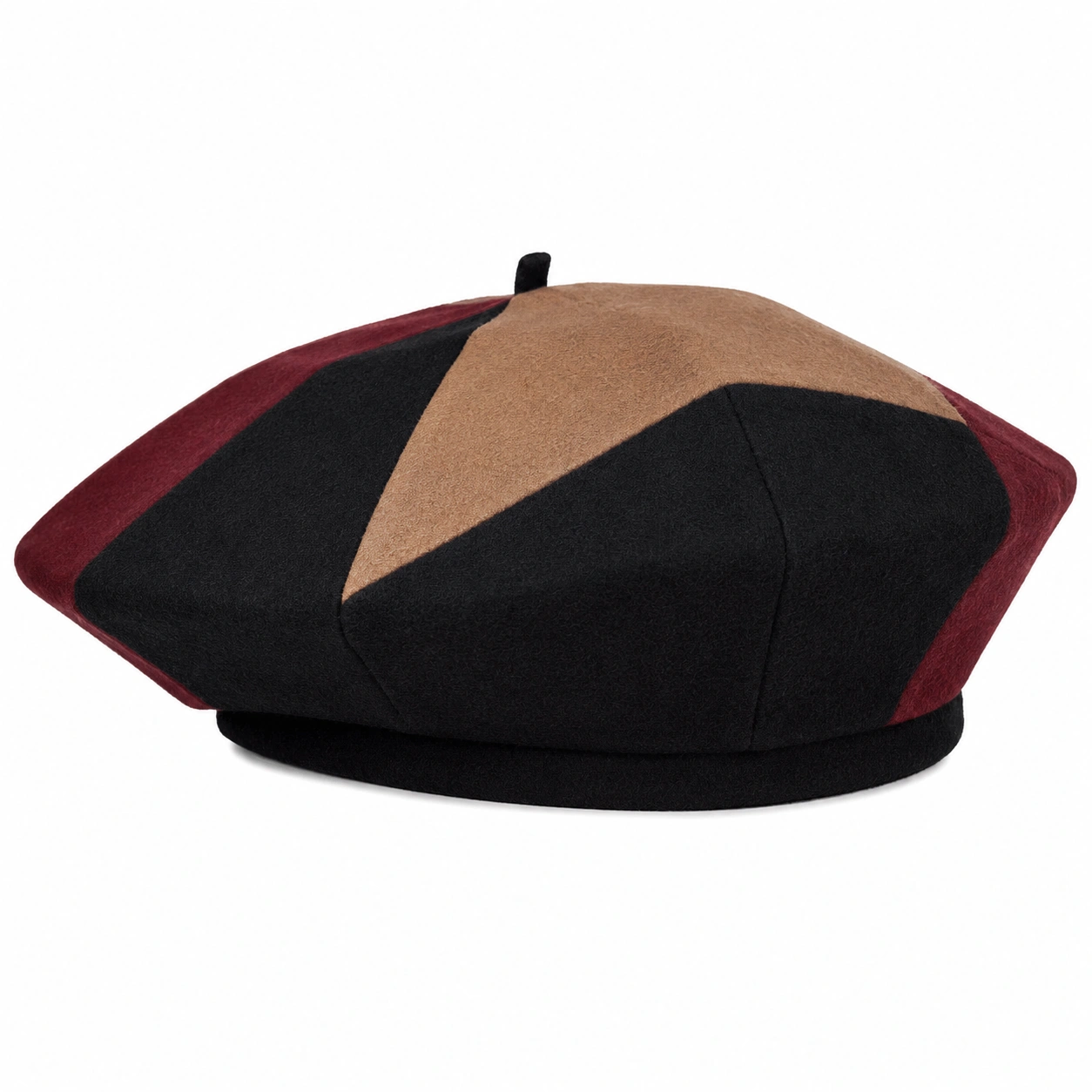 Béret Géométrique Noir, Marron et Bordeaux-furndaxis