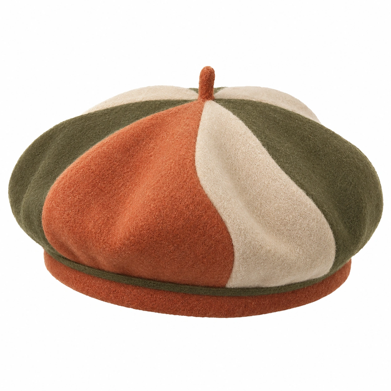 Béret Multicolore en Orange, Vert et Kaki-furndaxis