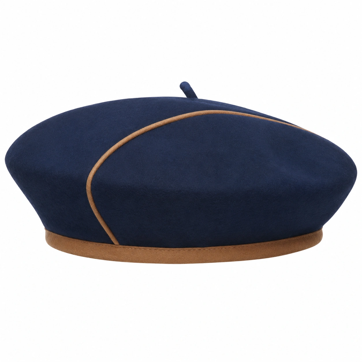 Béret bleu bordure marron style classique-furndaxis