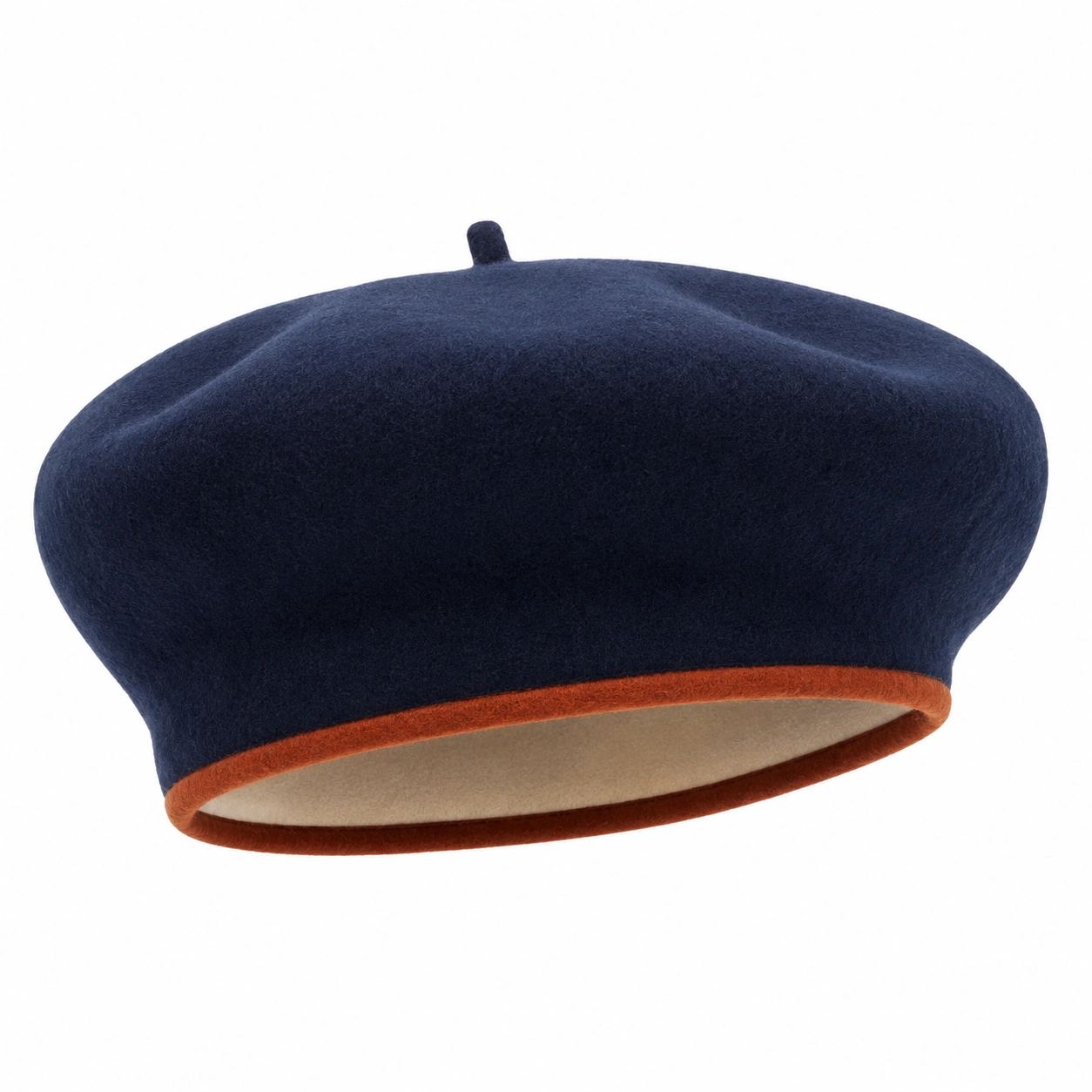 Béret Bleu Marine avec Bordure Marron-furndaxis