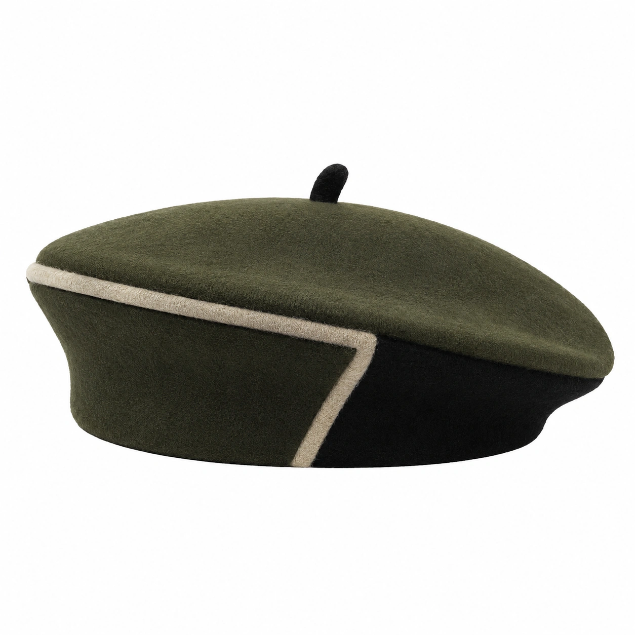 Béret élégant avec motif en contraste vert/noir-furndaxis