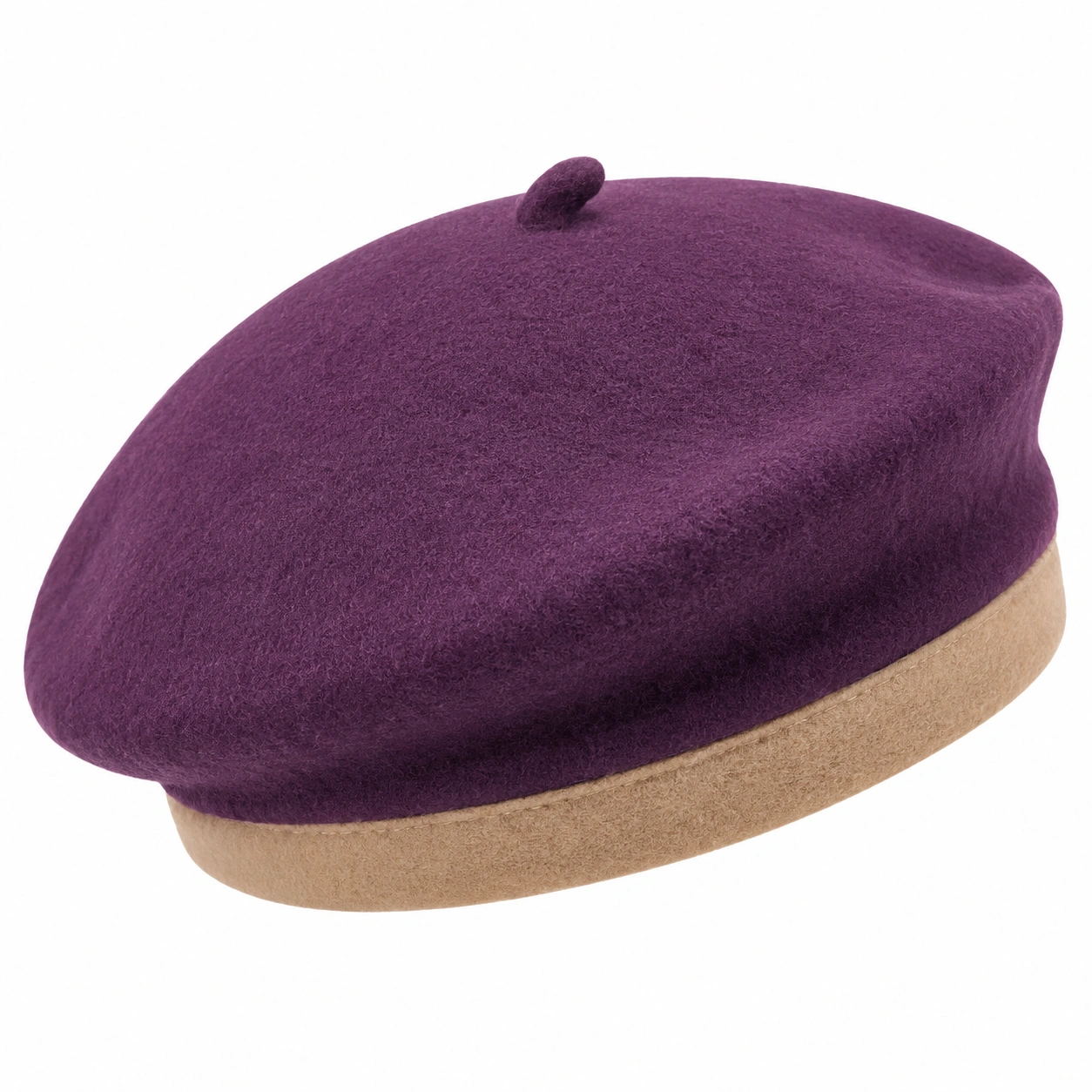 Béret Élégant Violet et Beige-furndaxis