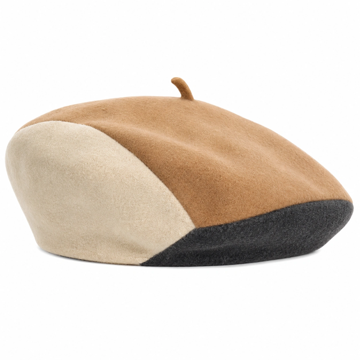 Béret patchwork marron, beige et noir-furndaxis