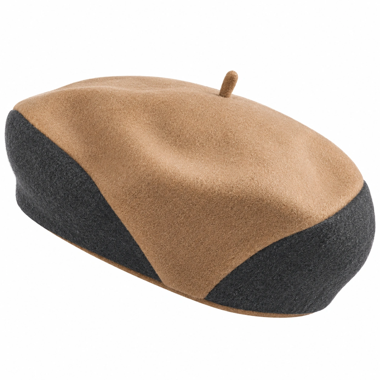 Béret bicolore camel et gris pour adultes-furndaxis