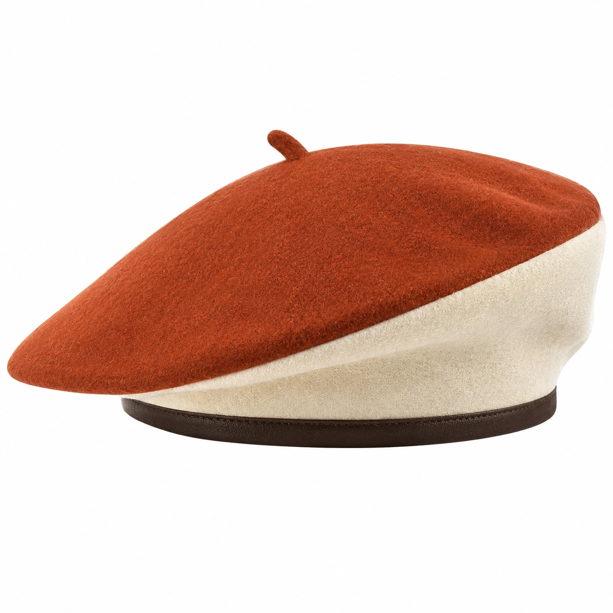 Béret Bicolore Rouge et Beige-furndaxis