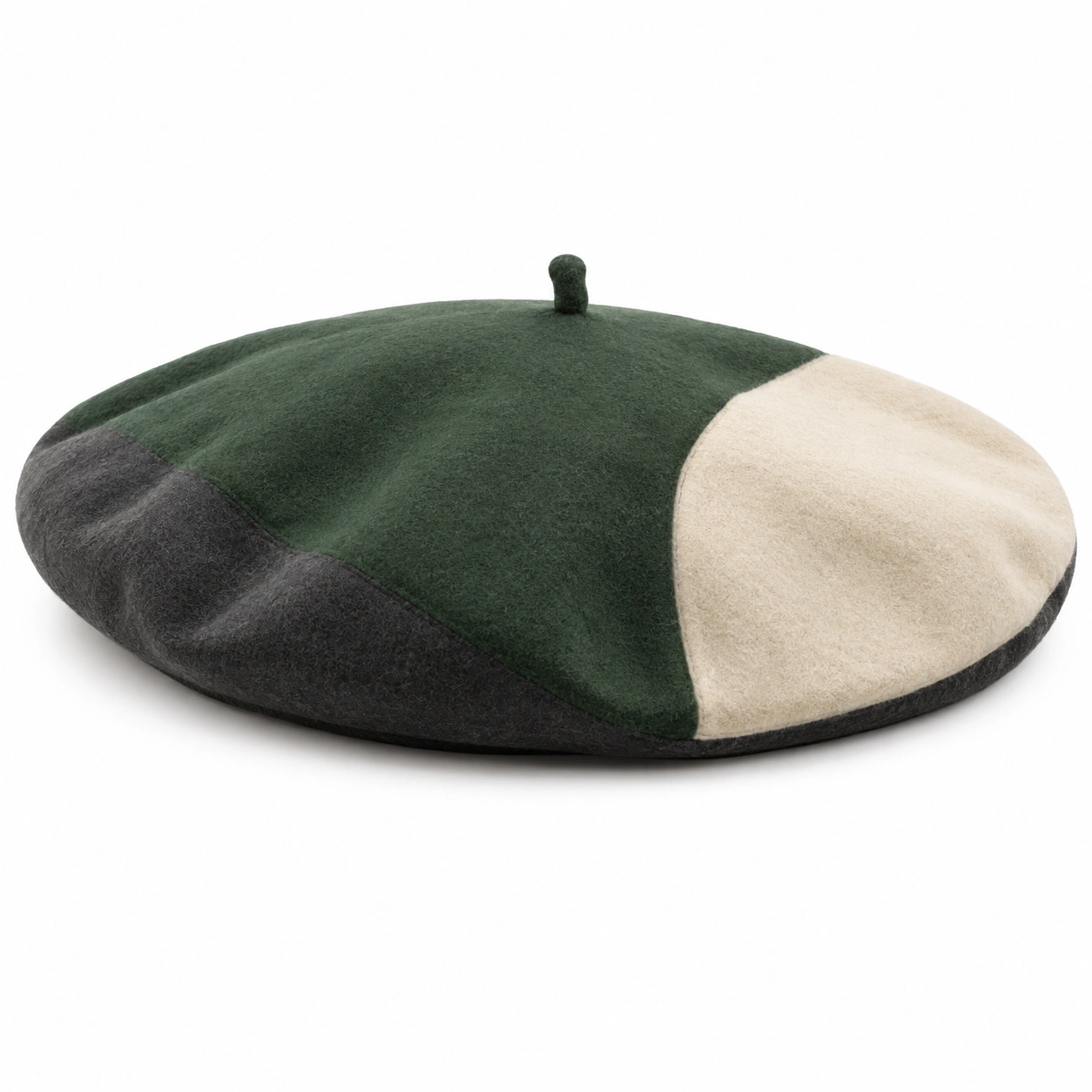 Béret tricolore élégant vert, gris et beige-furndaxis