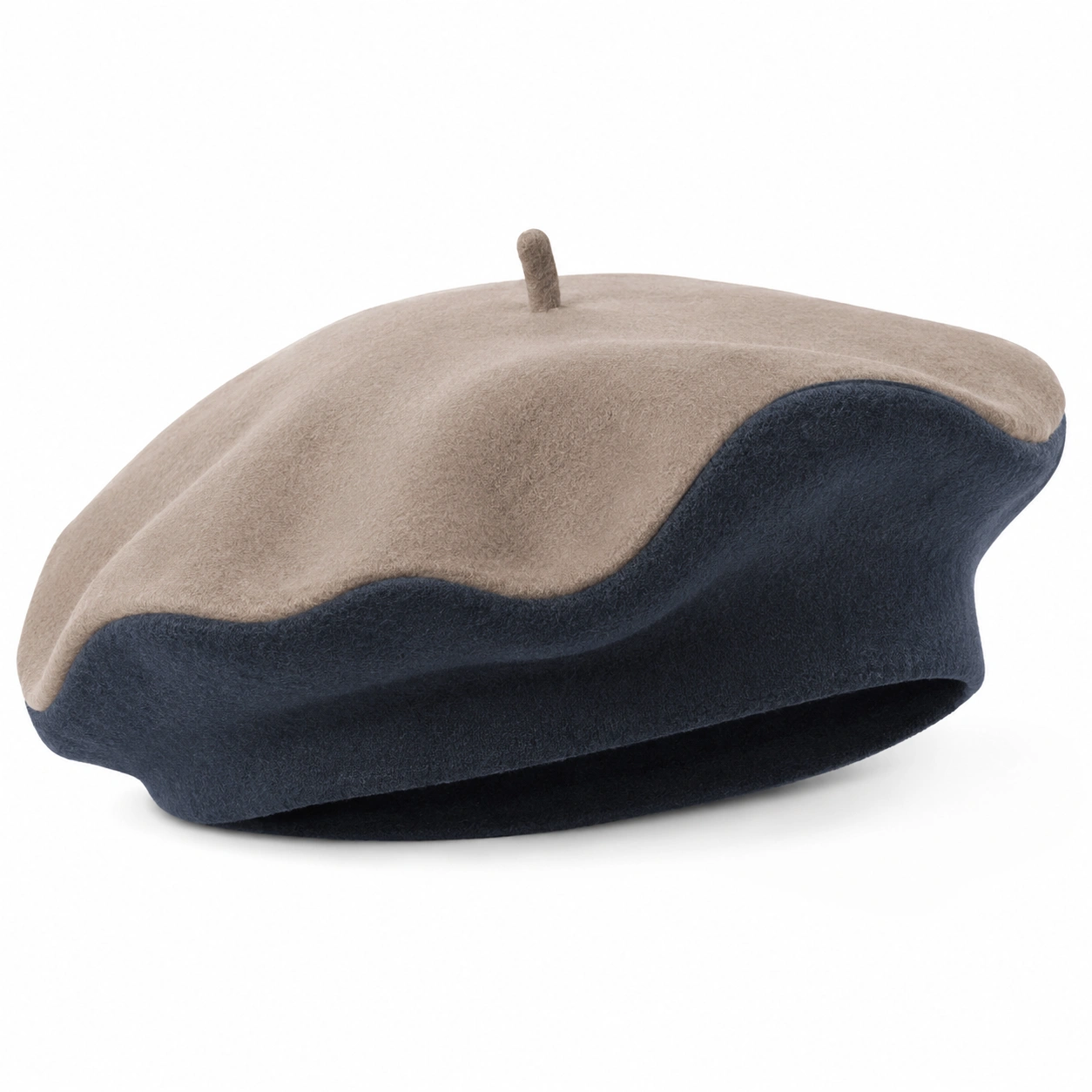 Béret Bicolore Élégant Beige/Bleu-furndaxis