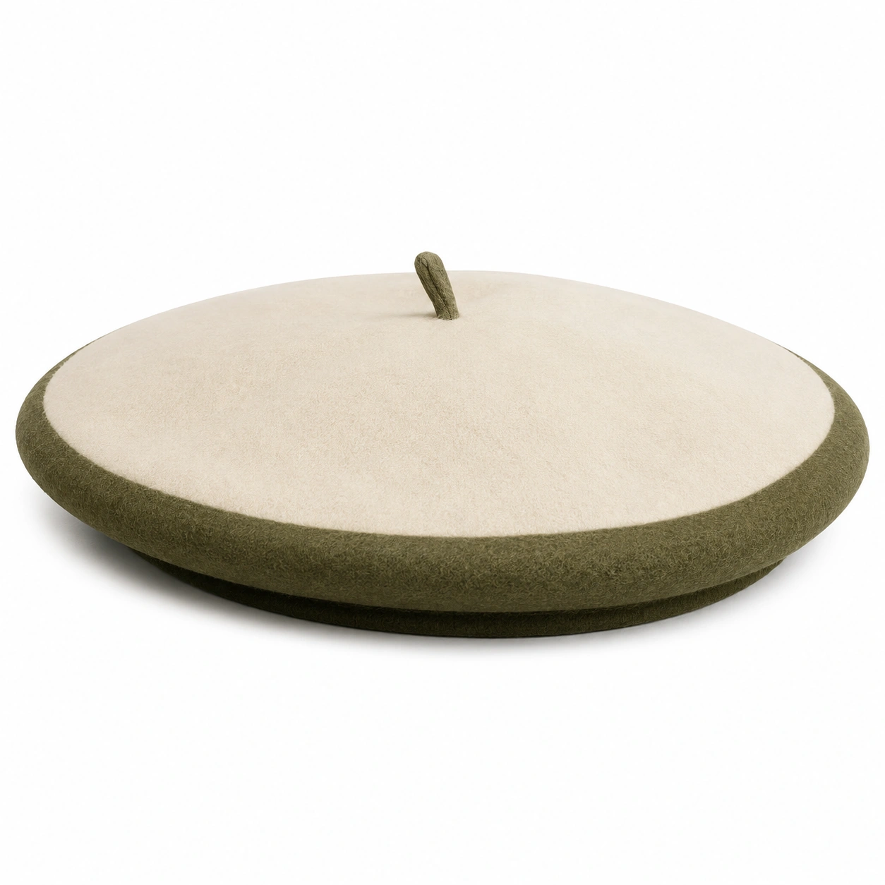 Béret Bicolore Beige et Vert Olive-furndaxis