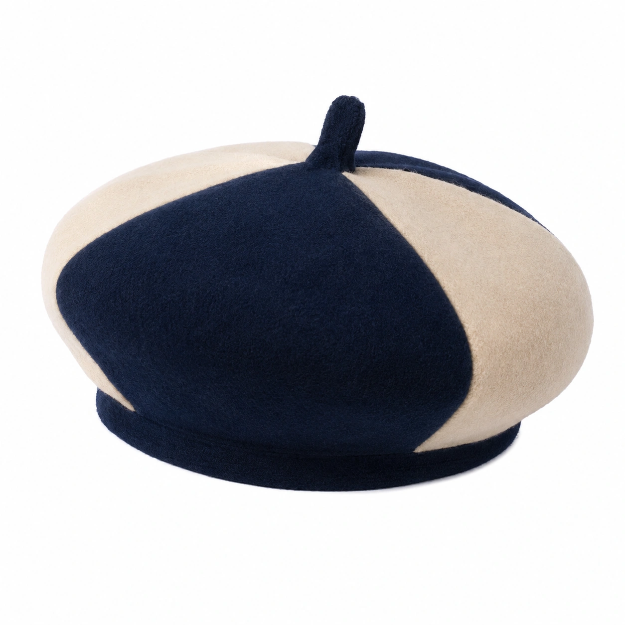 Béret bicolore bleu marine et beige-furndaxis