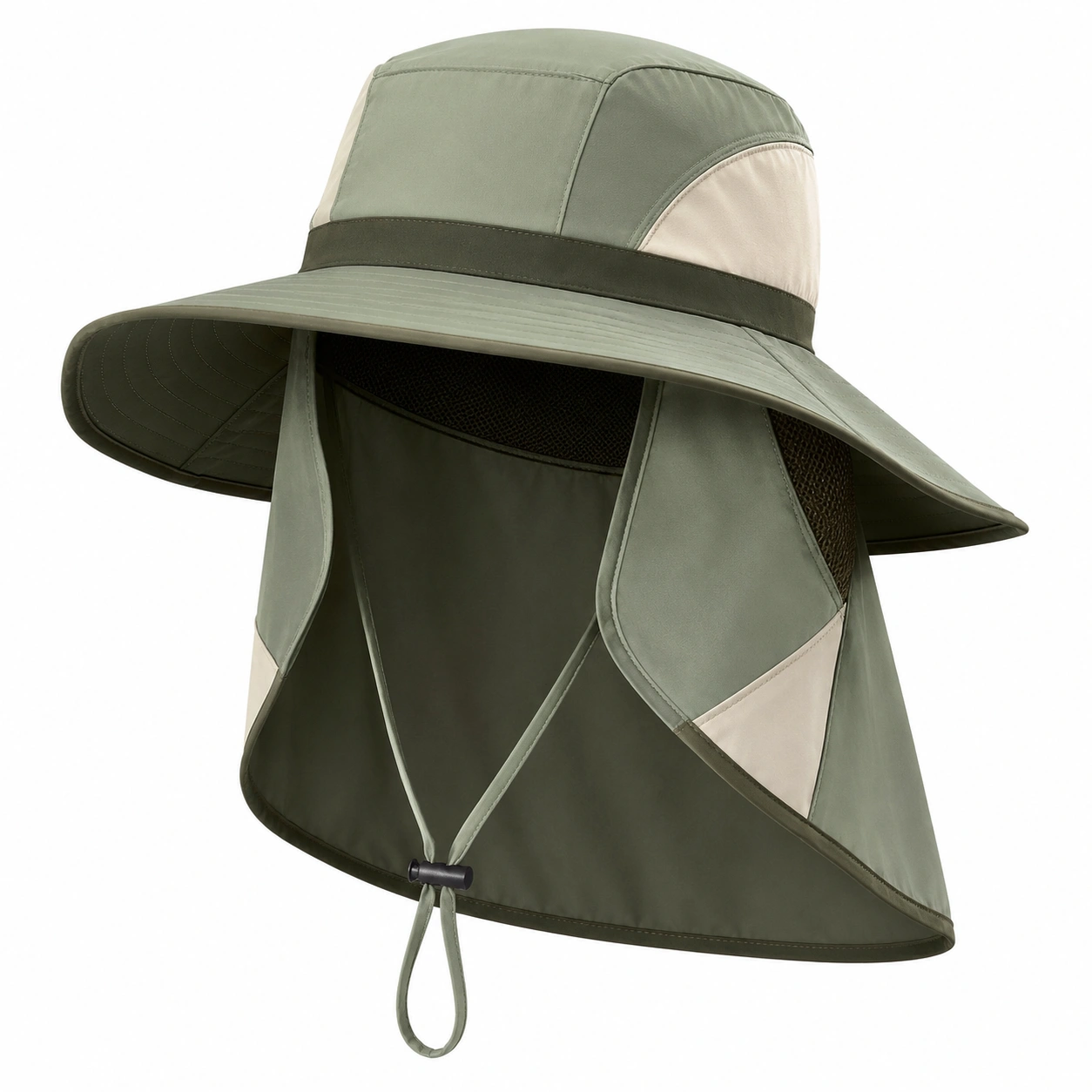 Chapeau de randonnée solaire avec protège-nuque vert-furndaxis