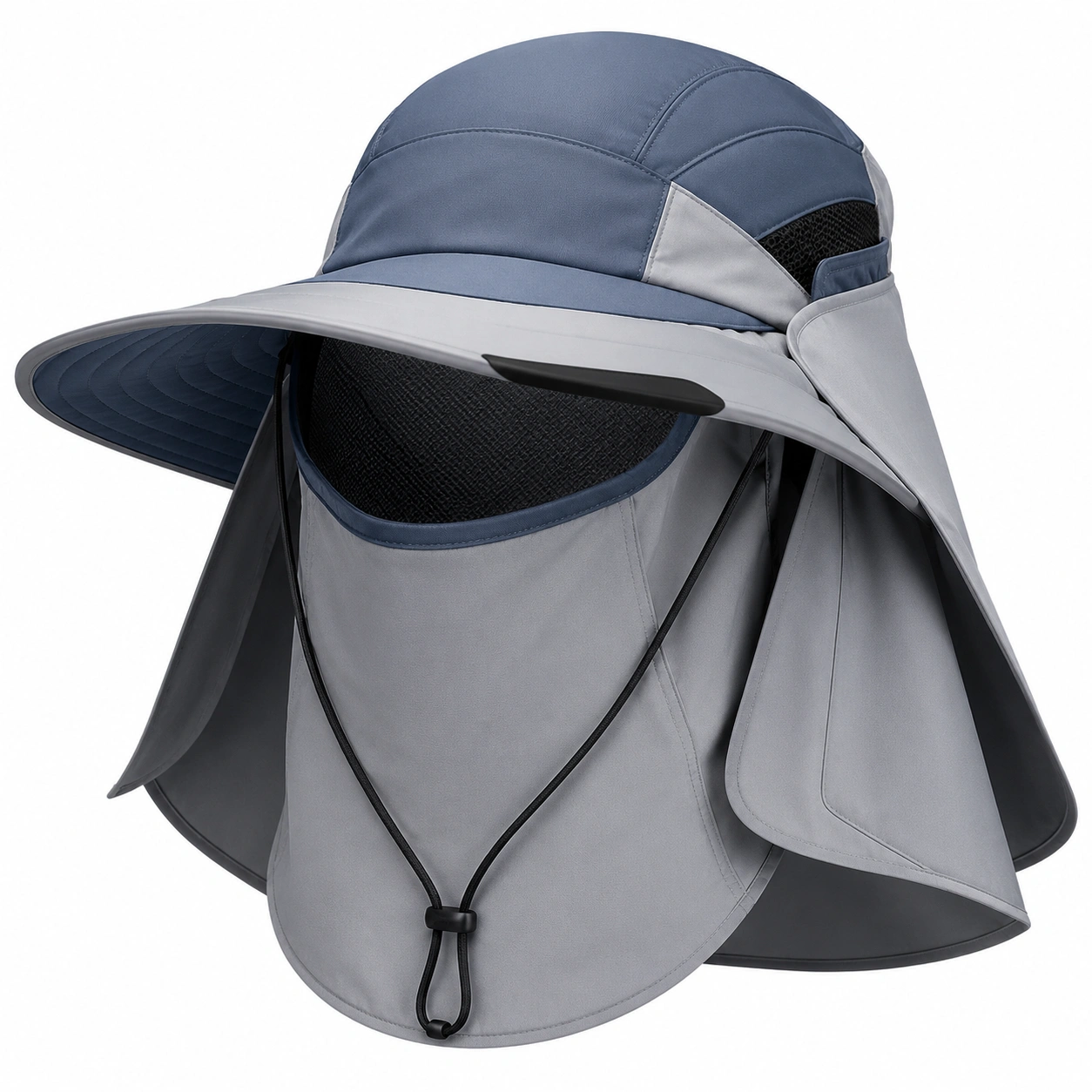 Chapeau de Randonnée Protection Solaire Détachable Gris/Bleu-furndaxis
