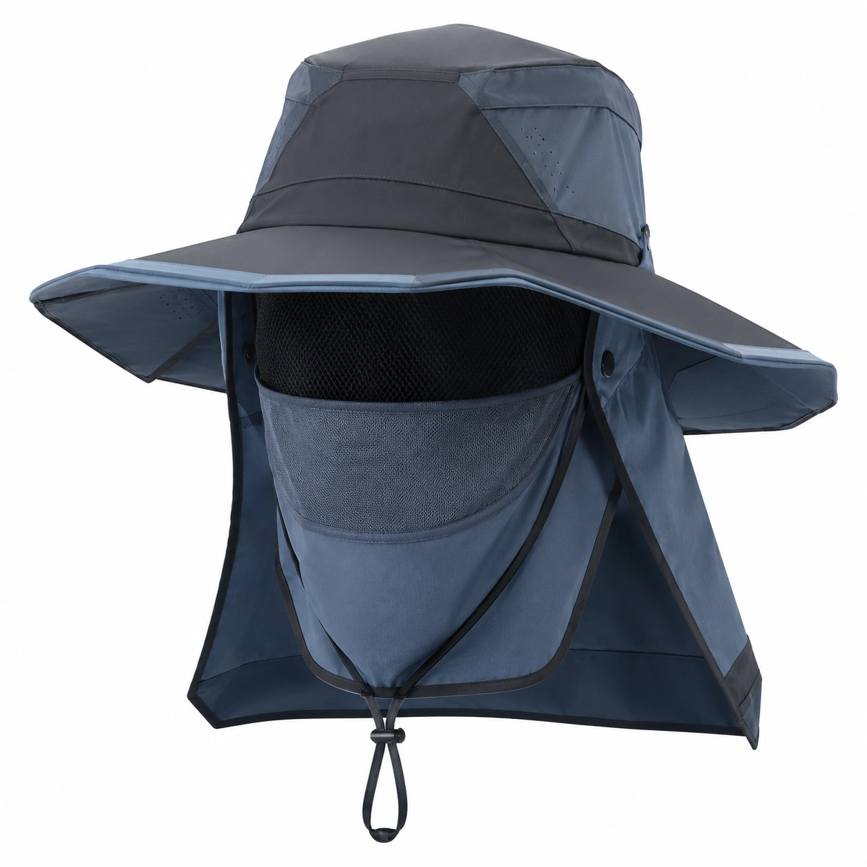 Chapeau de Protection Solaire UV 50+ Bleu et Noir-furndaxis