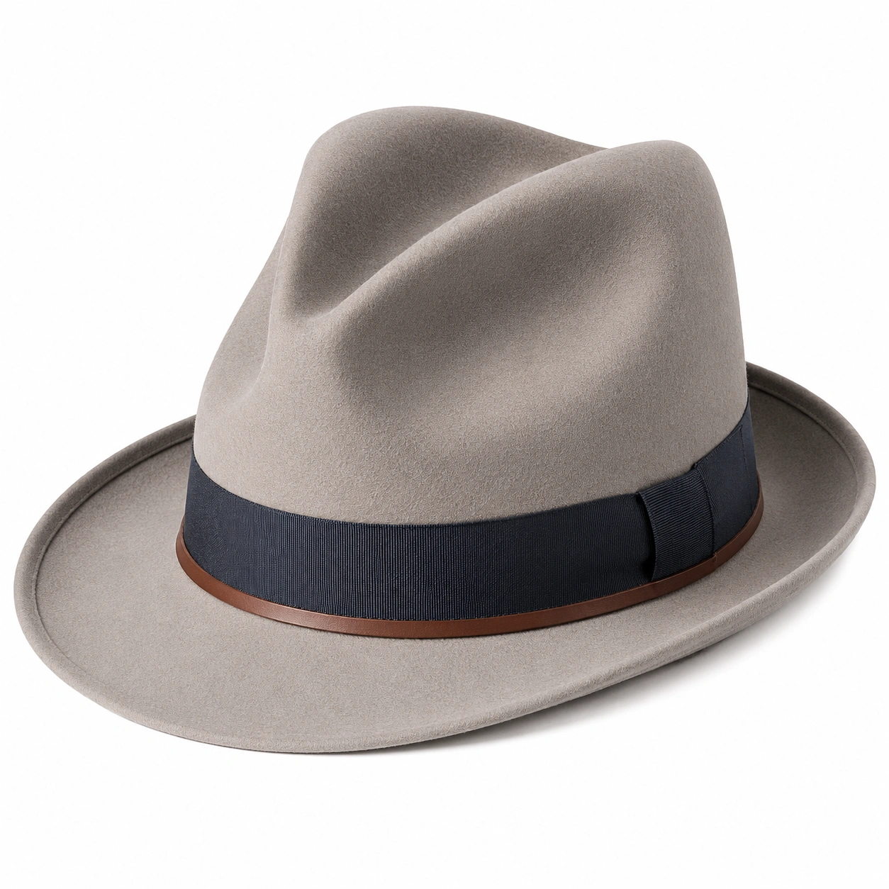 Chapeau Fedora Gris avec Ruban Noir et Marron-furndaxis