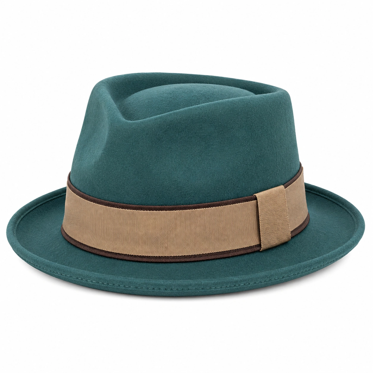 Chapeau Fedora Vert avec Bandeau Beige-furndaxis