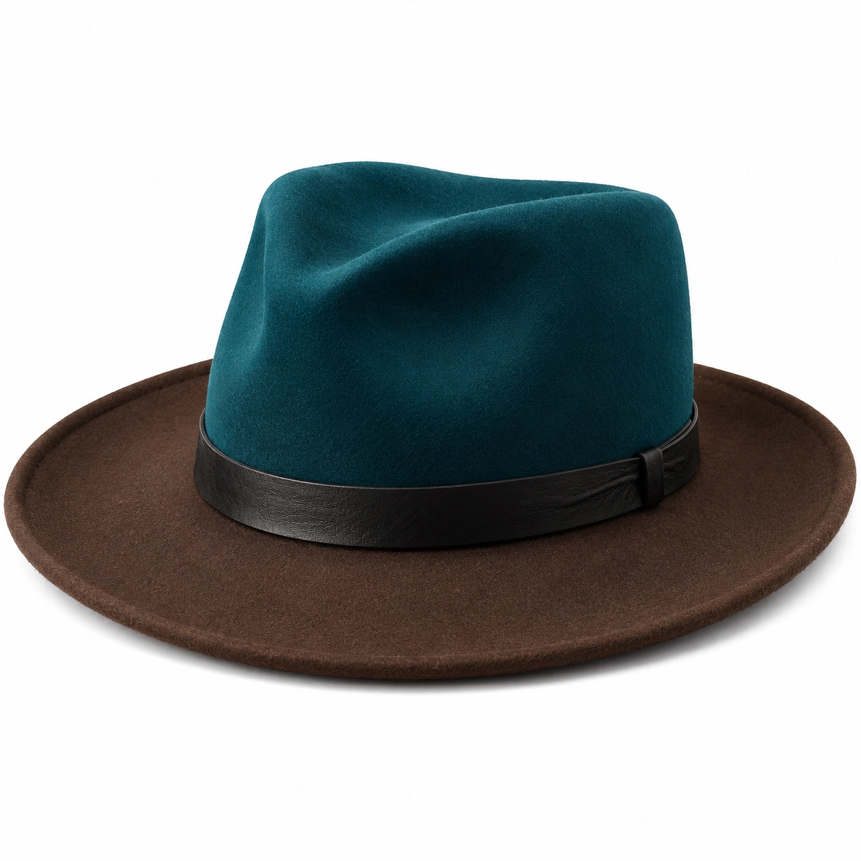 Chapeau Fedora Bicolore Bleu-vert et Marron-furndaxis