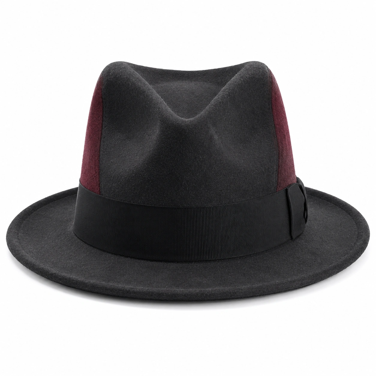 Chapeau Fedora Bicolore Gris et Bordeaux-furndaxis