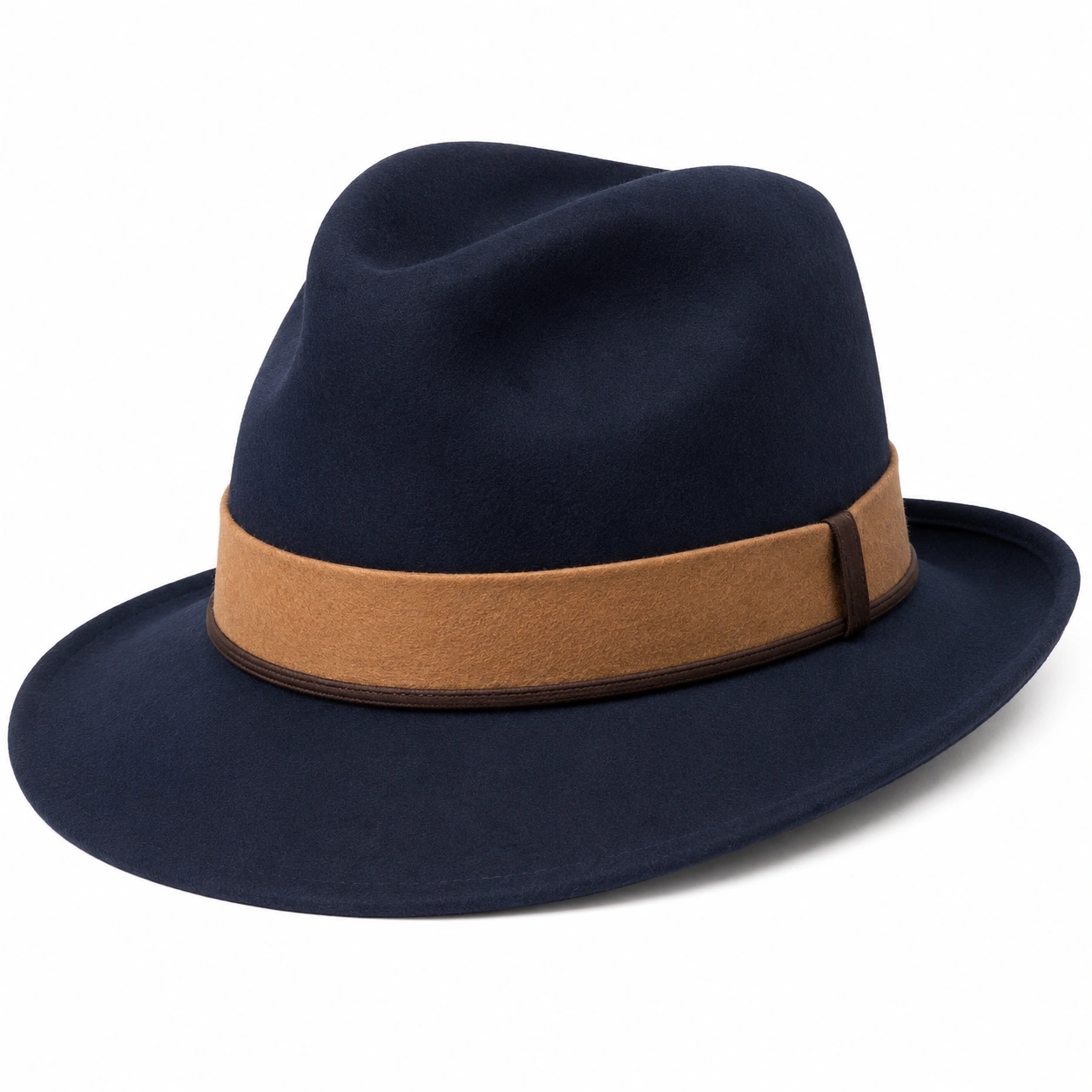 Chapeau Fedora élégant en bleu foncé et marron-furndaxis