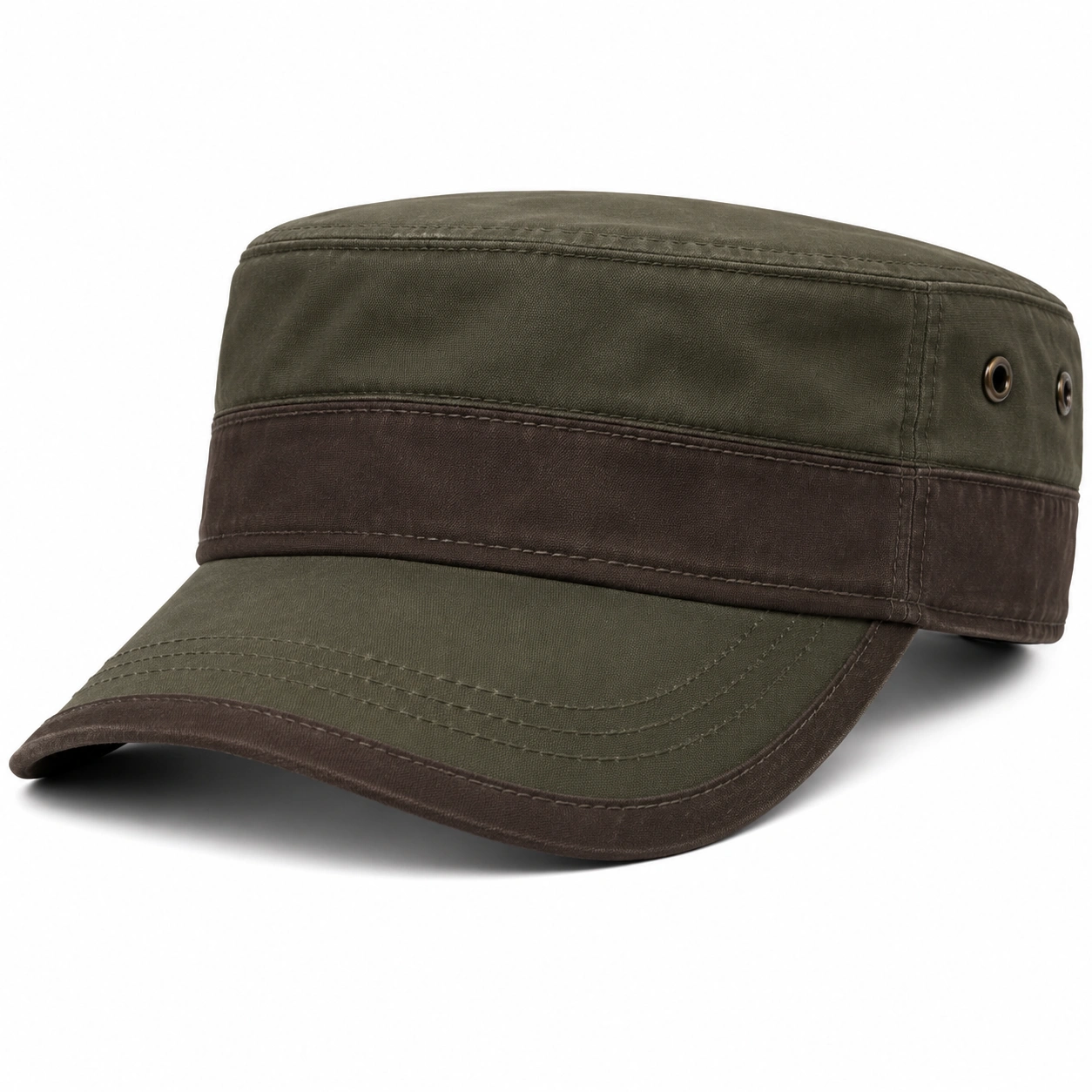 Casquette militaire kaki et marron ajustable-furndaxis