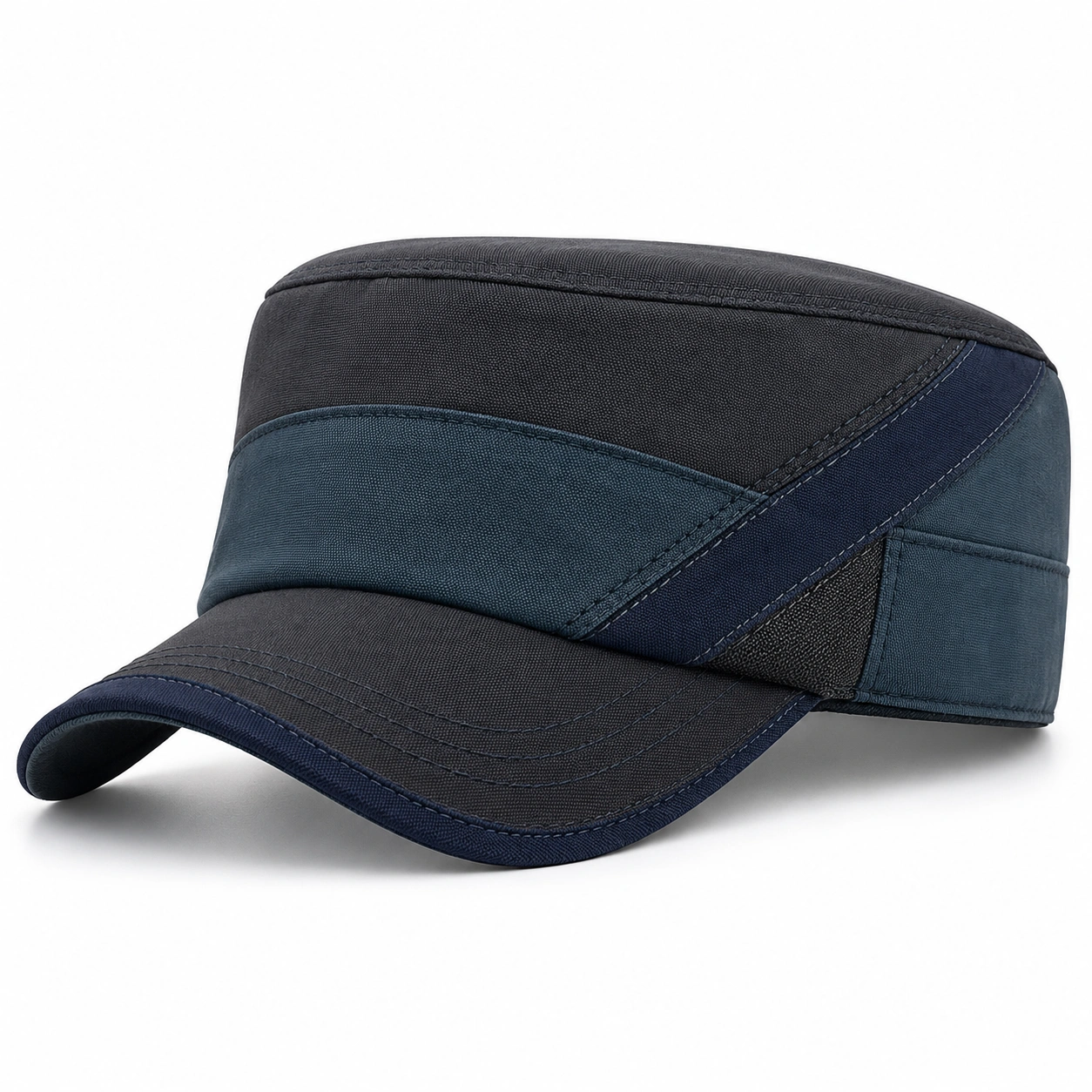 Casquette Style Militaire Bleu Marine et Gris-furndaxis