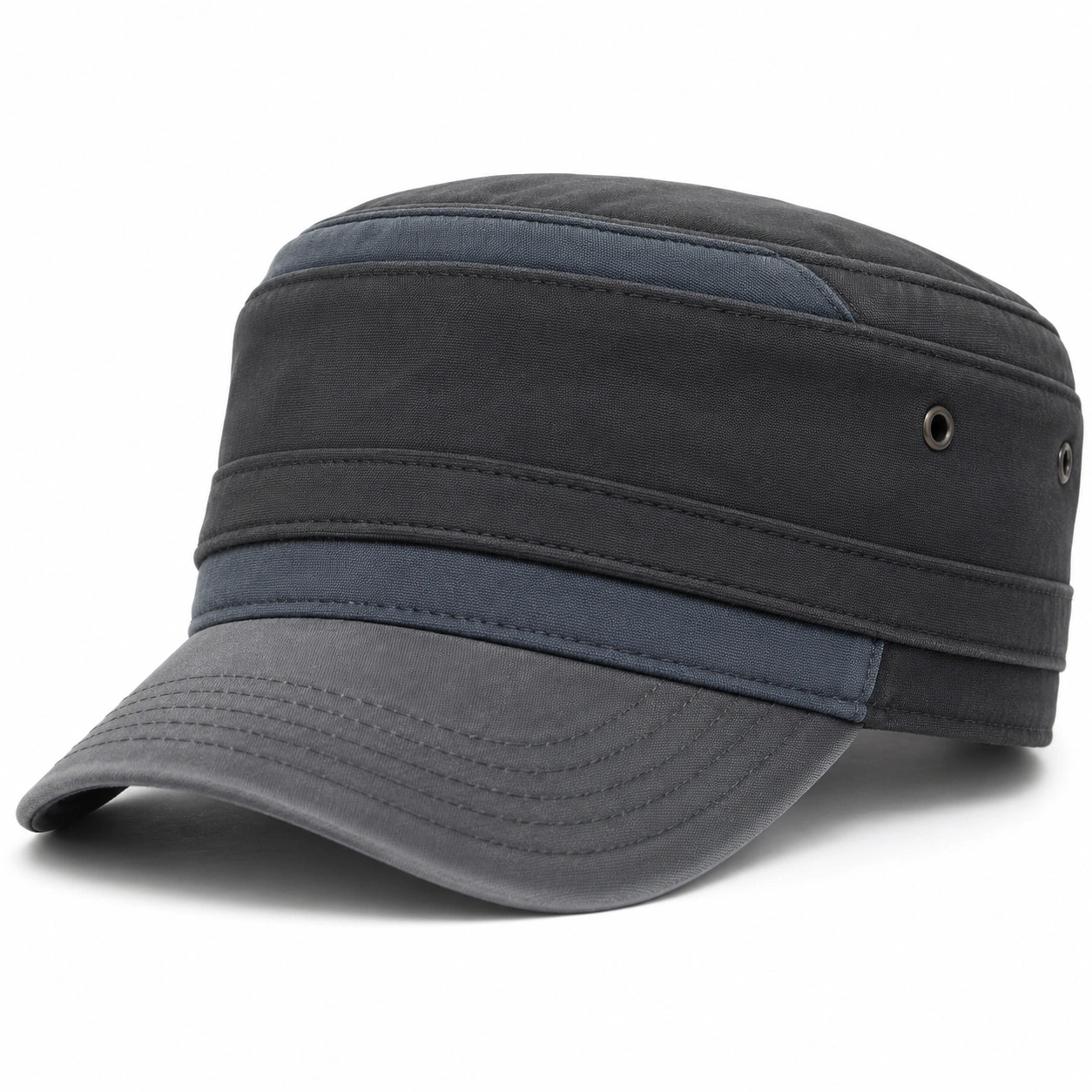 Casquette Militaire Unisexe Réglable Noir et Gris-furndaxis