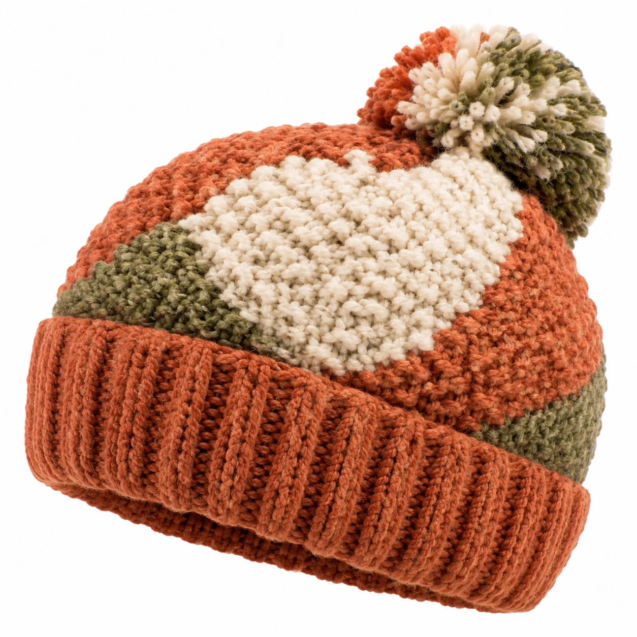 Bonnet tricoté multicolore avec pompon pour adultes-furndaxis