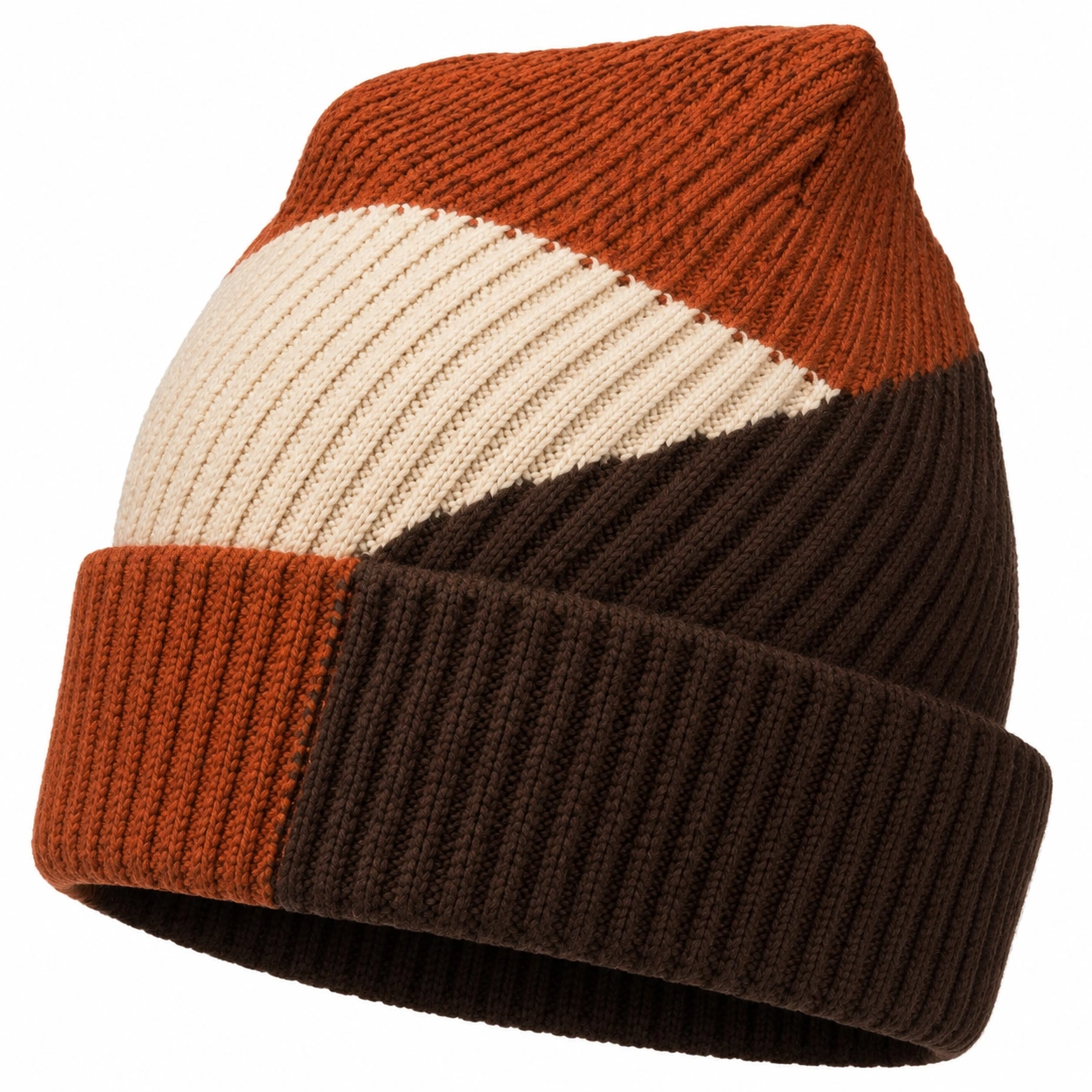 Bonnet à Rayures Marron/Orange/Crème-furndaxis