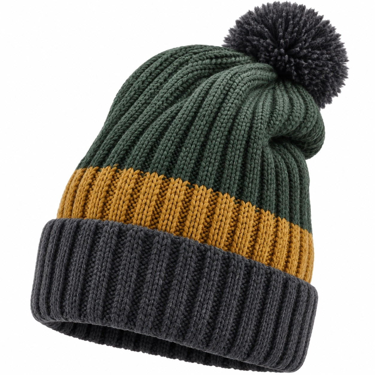 Bonnet tricolore avec pompon pour l'hiver-furndaxis