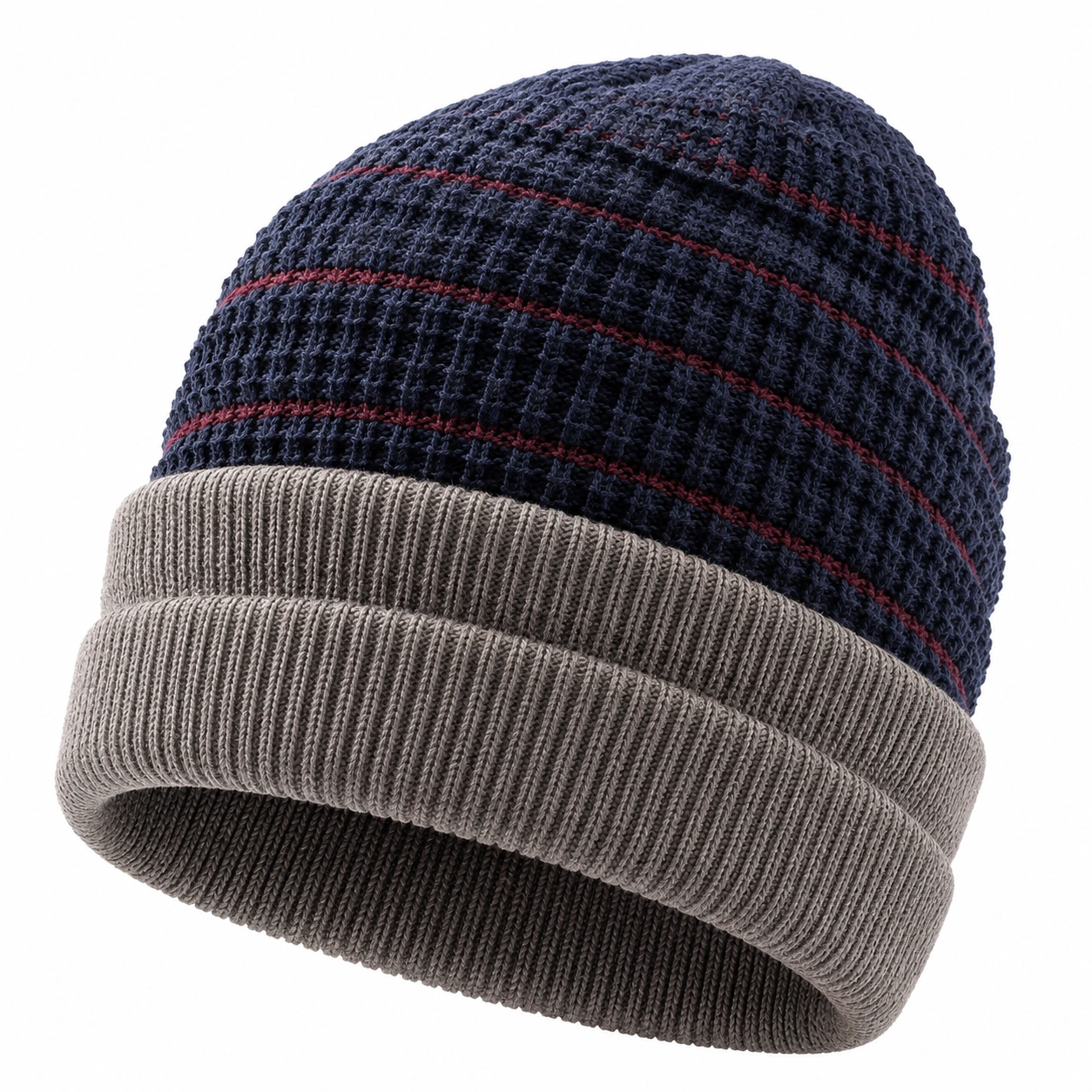 Bonnet rayé bicolore bleu marine et gris-furndaxis
