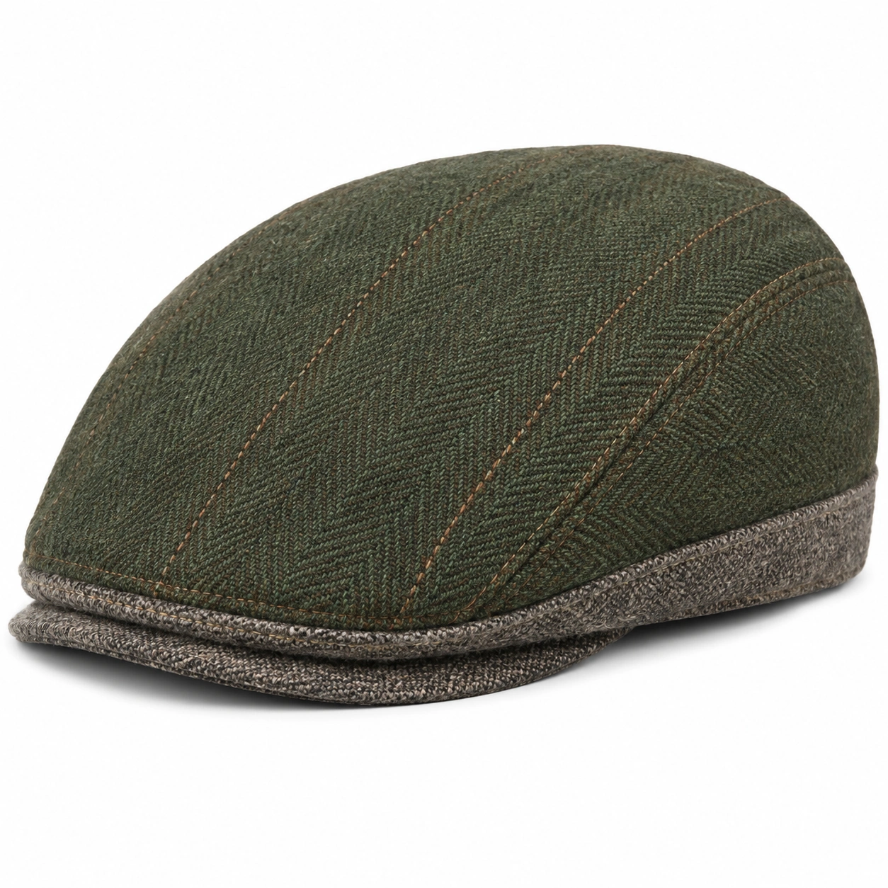Casquette Plate Classique Vert Olive et Gris-roomcorix