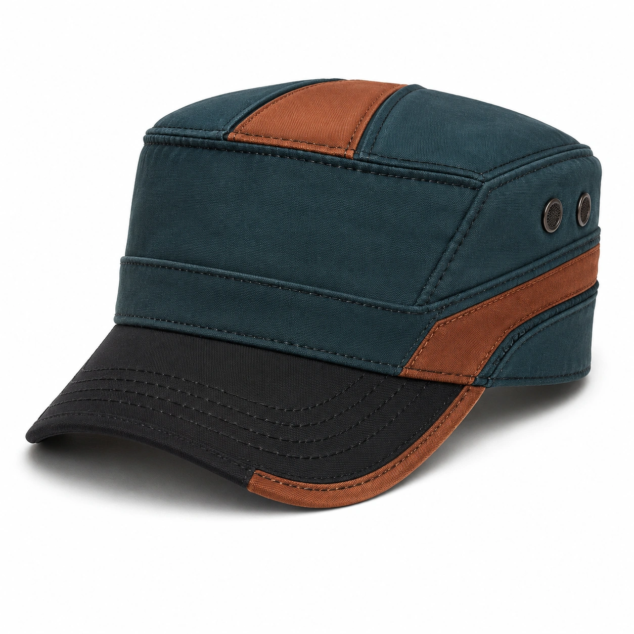 Casquette Militaire Bicolore Bleu et Marron-roomcorix