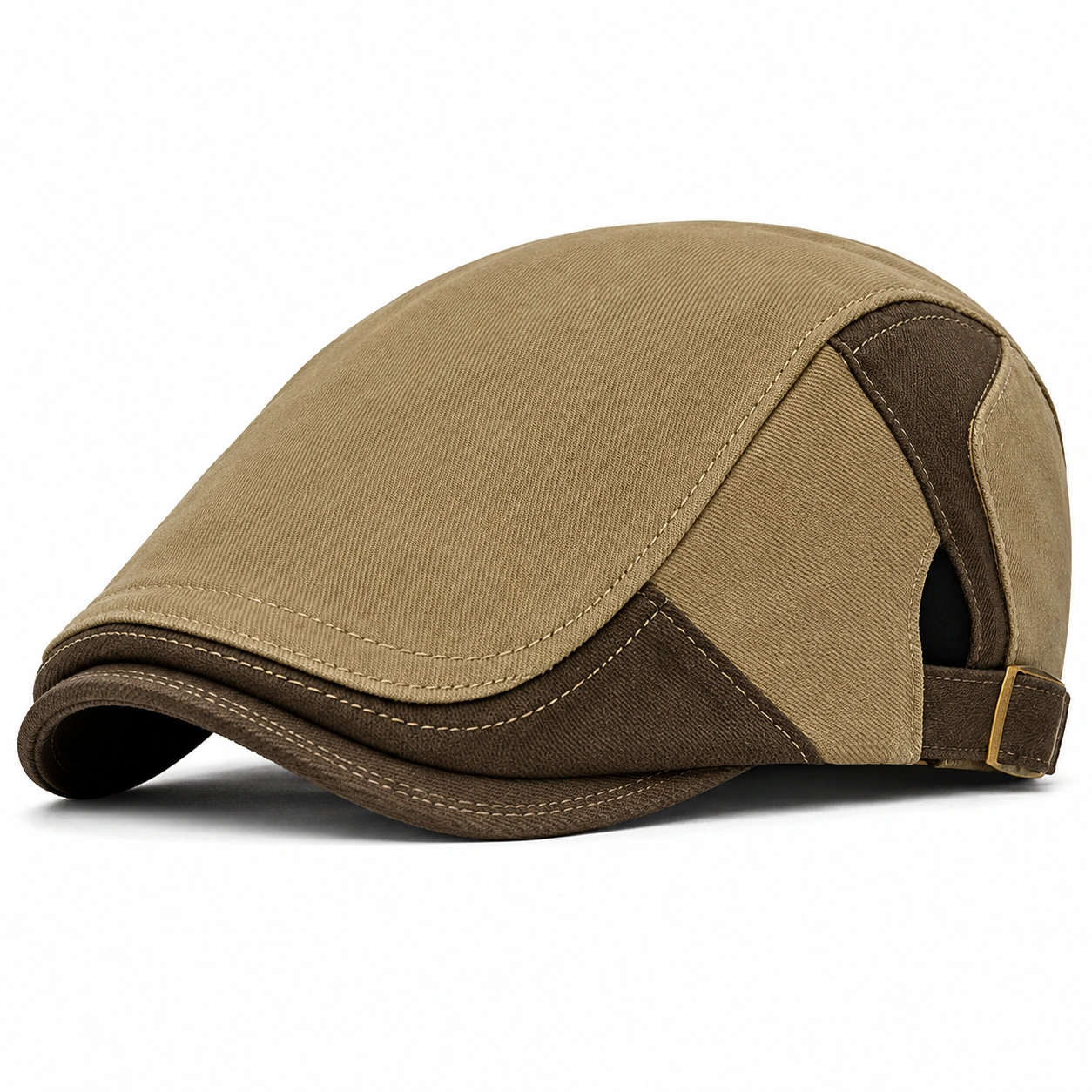 Casquette plate rétro ajustable marron/beige-roomcaxis
