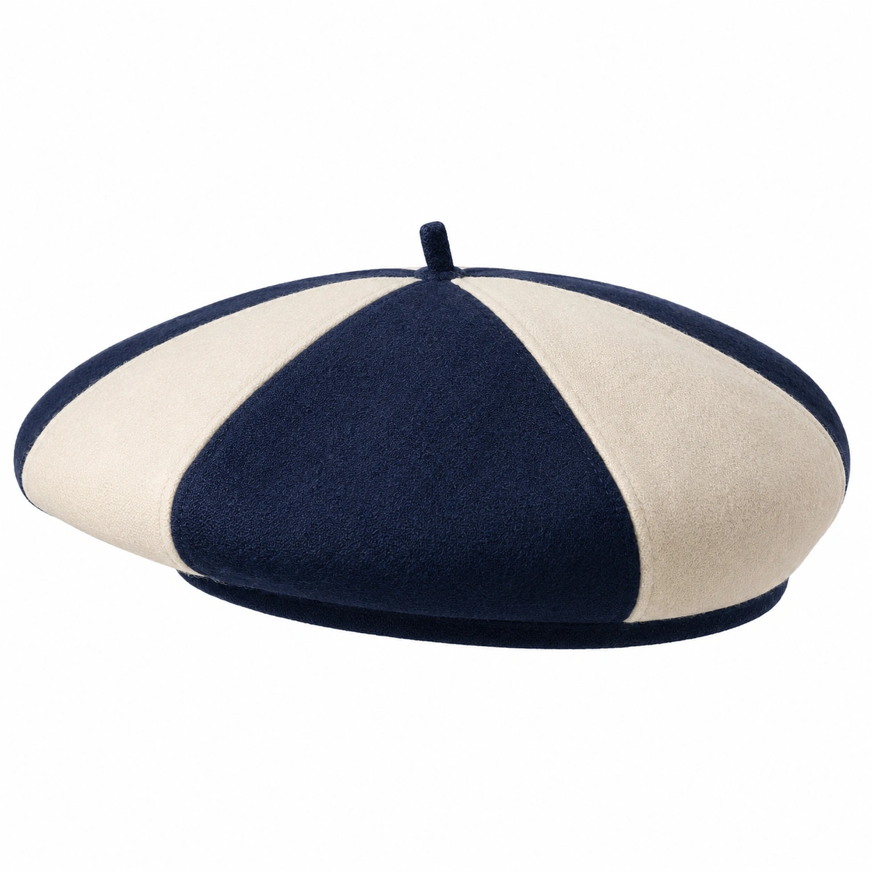 Béret en Laine Rayé Bleu Marine et Beige-roomcaxis