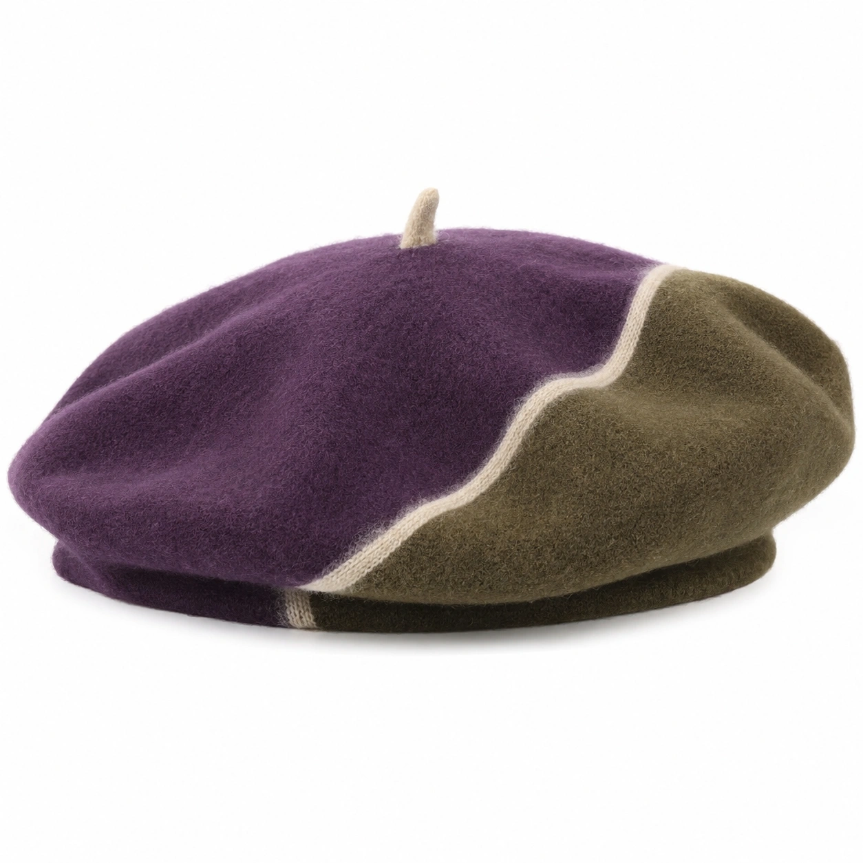 Béret Bicolore Élégant Violet et Olive-roomcaxis