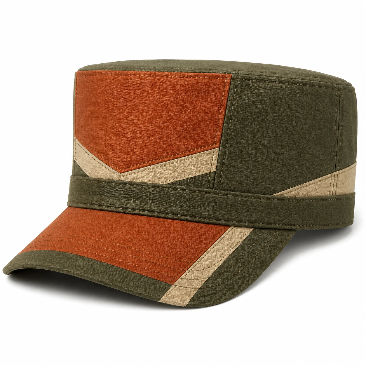 Casquette militaire kaki, orange et beige-roomcaxis