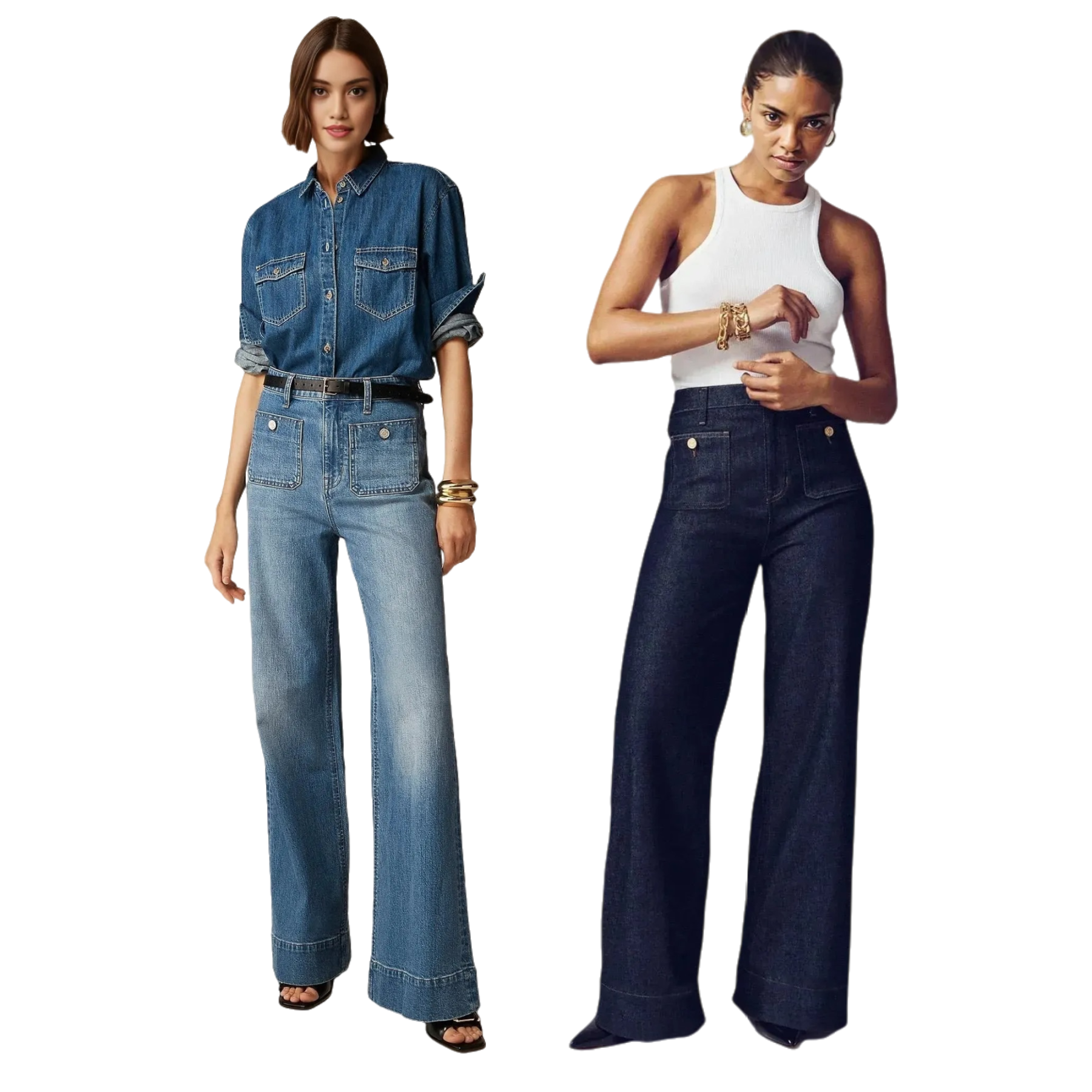 Tummy Control Sailor Wide Leg Trouser (Buy 2 Free Shipping)