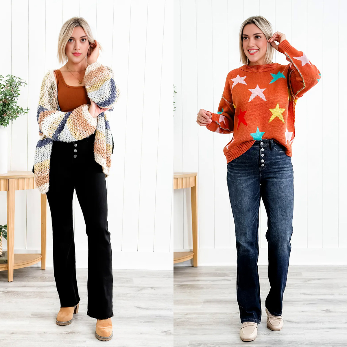 Mid Rise Button Fly Bootcut Jeans (Buy 2 Free Shipping)