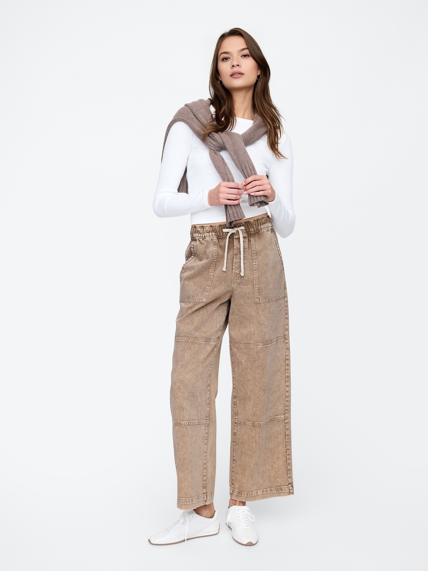 High Rise Seamed Wide-Leg Pull-On Jeans(BUY 2 FREE SHIPPING)