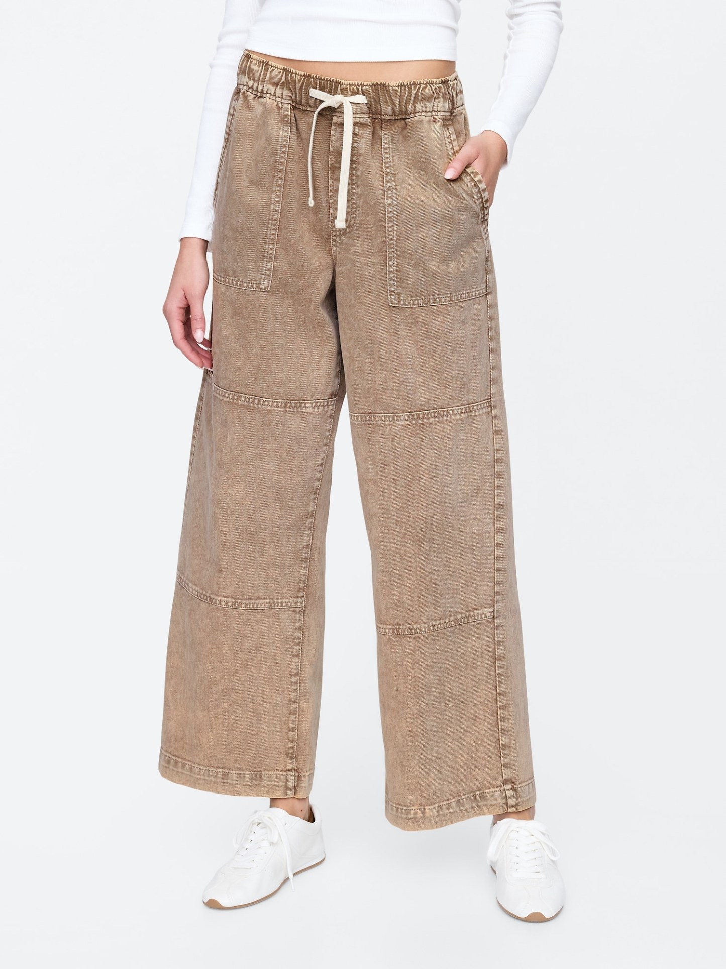 High Rise Seamed Wide-Leg Pull-On Jeans(BUY 2 FREE SHIPPING)