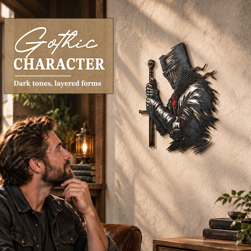 Gothic medieval knight wall art detail