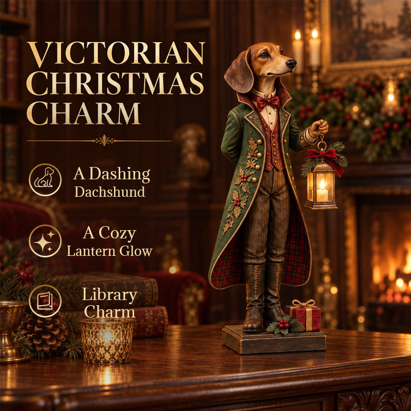 Victorian-inspired dachshund Christmas lantern ornament