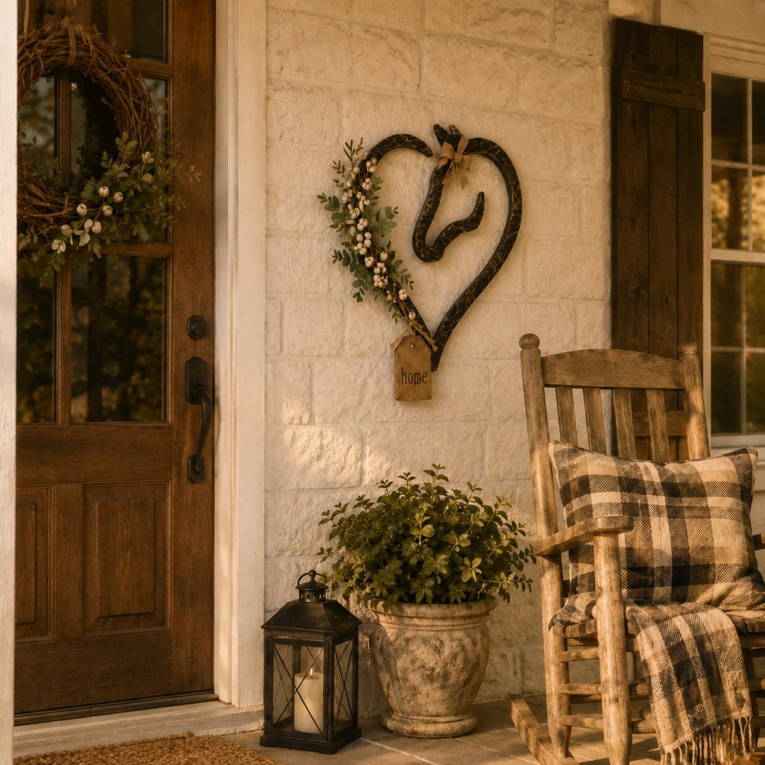 Detailed View of Greenery, Berry Accents, and Home Tag