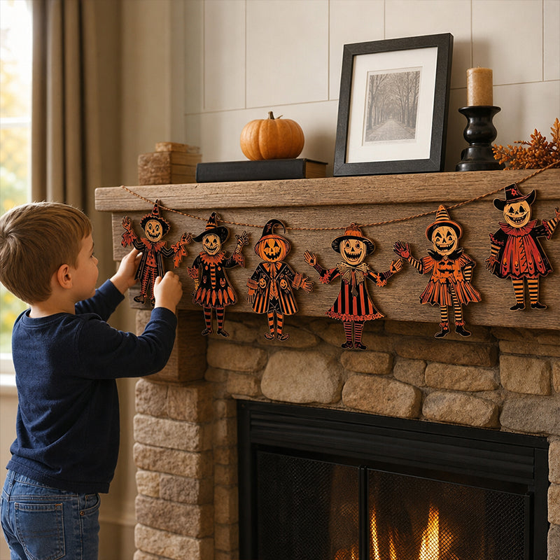 Halloween Decoration Pendant Retro Banner Flag Decor Scarecrow Pumpkin Witch Style Pendant