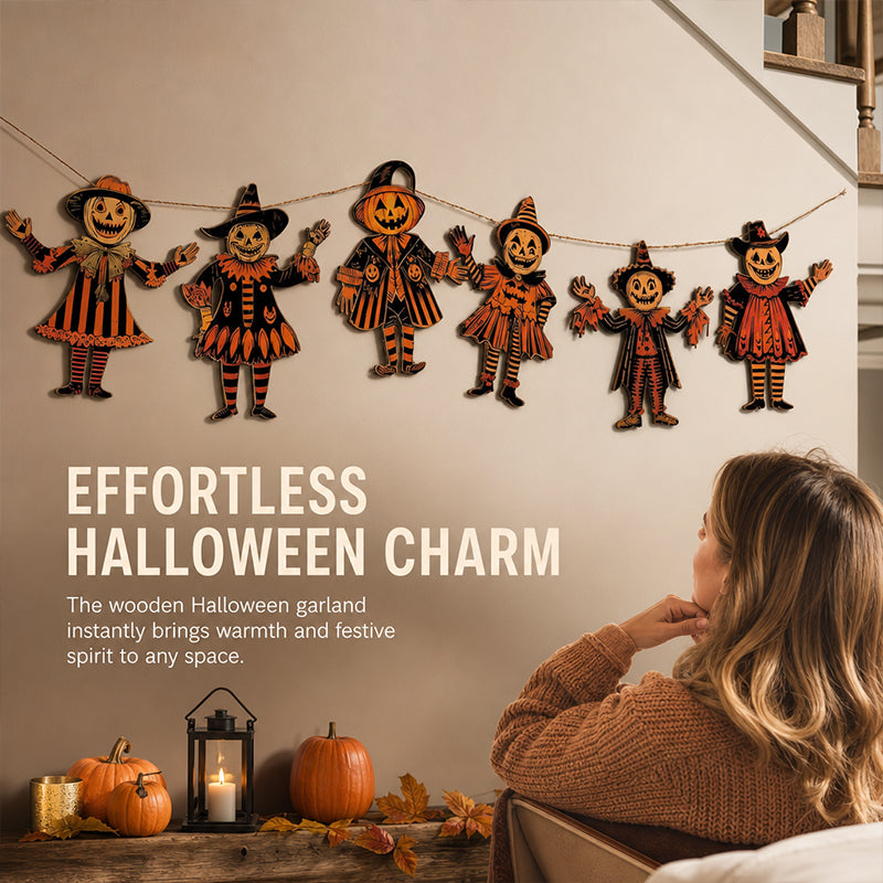Halloween Decoration Pendant Retro Banner Flag Decor Scarecrow Pumpkin Witch Style Pendant