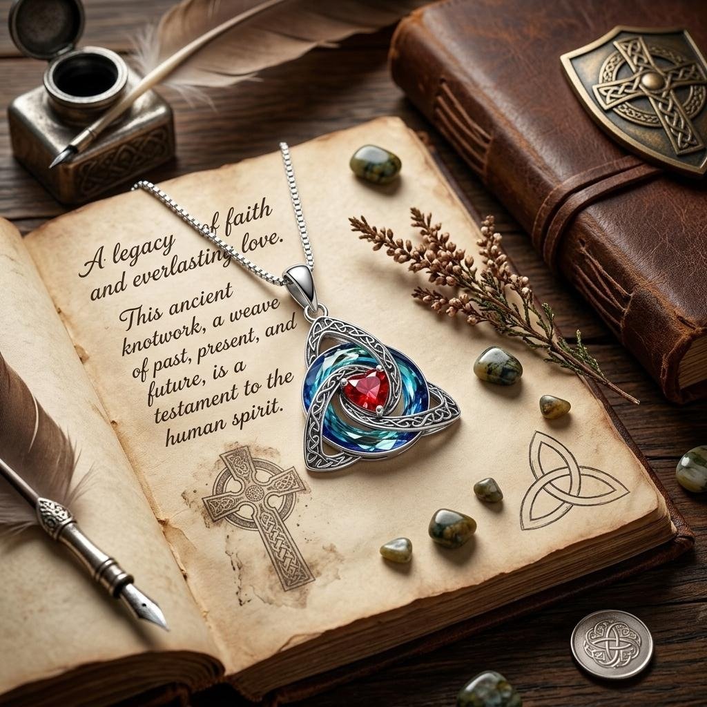 Detail van Keltische Triquetra Trinity Knot ketting